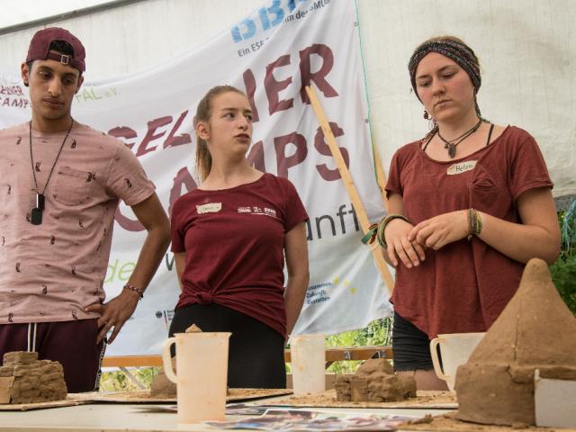 Vorstellung der Lehmofenmodelle im Gremium des Wangeliner Workcamps